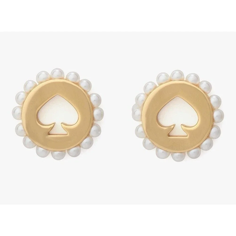 Kate Spade Spot The Spade Pearl Halo Stud Earrings NWT